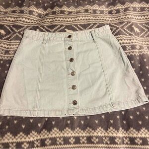 Forever 21 Light Blue Button-Front Mini Skirt